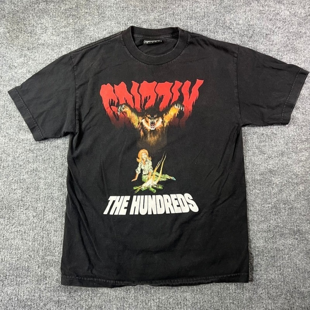 The Hundreds x Grizzly Griptape T-Shirt Mens Medium Black Horror Graphic Tee